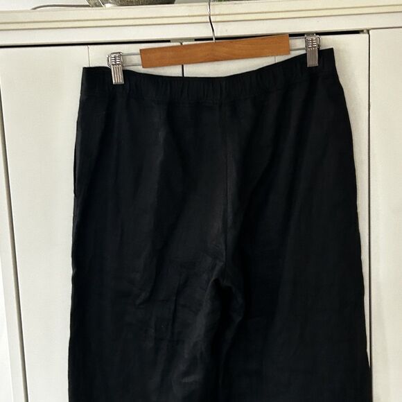 Theory Fringe Crop Pants Size 6 100% Linen Black Pockets Beachy Coastal - Picture 6 of 9